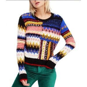 EUC Free People Super Soft Cozy Intarsia Patch Sweater M